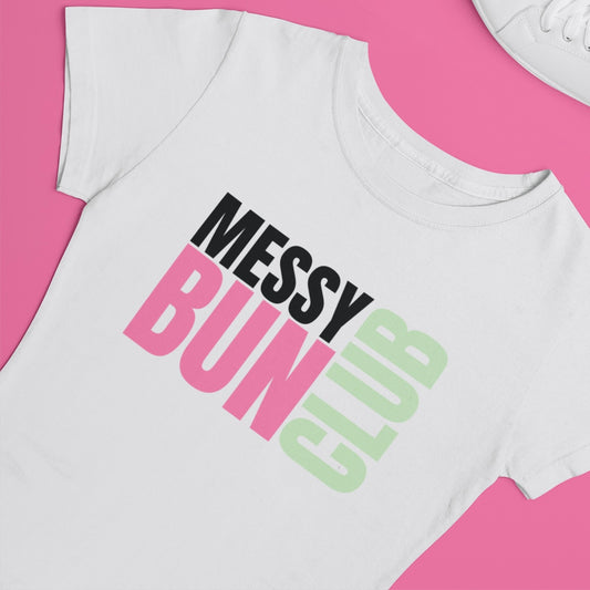 MESSY BUN CLUB WHITE TEE