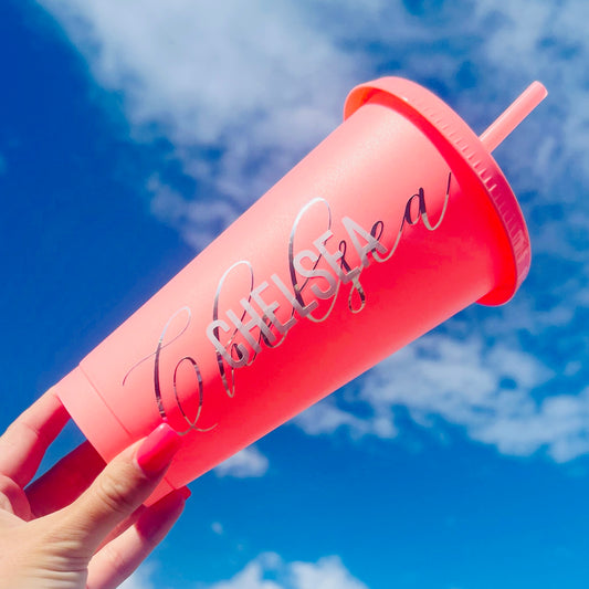 PEACH PERSONALISED COLD CUP