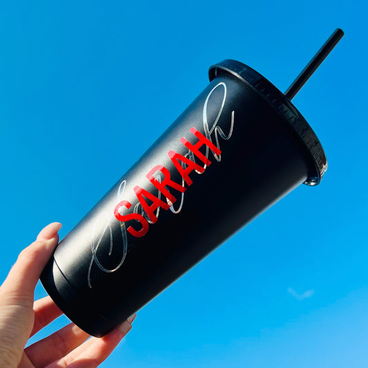BLACK PERSONALISED COLD CUP