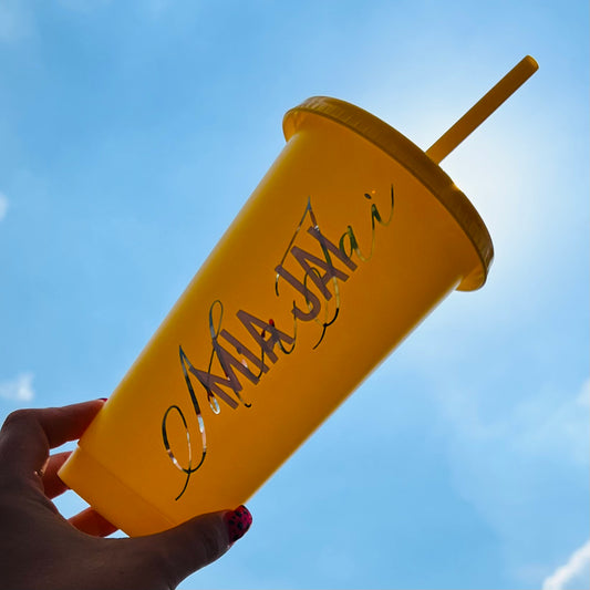 YELLOW PERSONALISED COLD CUP